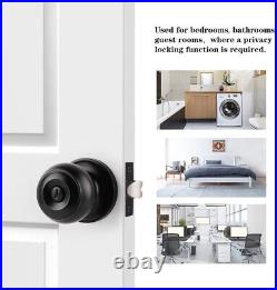 10PK Probrico Matte Black Door Knob for Bed/Bath, Ball, Keyless Privacy Lockset