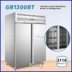 1150L Double Door Upright Freezer Gastro Stainless Steel Commercial Refrigerator