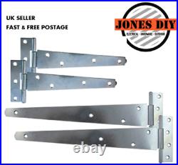 24 Heavy Duty Hot Dipped Galvanised Gate Hinge With Fixings Strong Tee Hinge T
