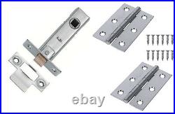 5 Pack of Door Handles Satin Chrome Lever on Rose Hinges and Latches Included