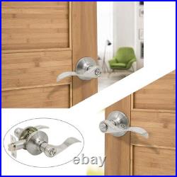 6PK Privacy Door Lever Keyless Locking Stainless Steel for Interior Bed/Bath