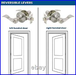 6PK Privacy Door Lever Keyless Locking Stainless Steel for Interior Bed/Bath