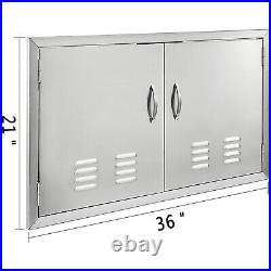 91x53cm BBQ Door Double Access Door With Vent Handle Rust Resistant Commercial