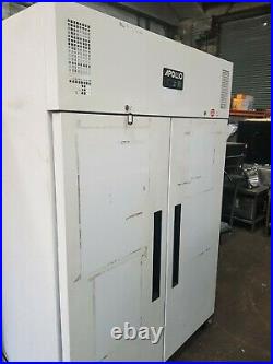 Apollo Commercial White Upright Double Door Fridge With Shelves Good Condition