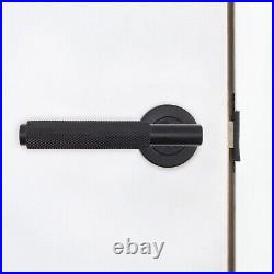 Black Door Handle Latch Set, Pack of 6 Round Knurled Door Handles & Latch 66mm