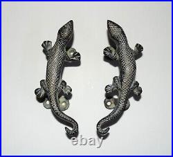 Brass Gothic Lizard Handles Salamander Reptile Vintage Drawer Puller Knobs HK203