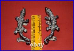Brass Gothic Lizard Handles Salamander Reptile Vintage Drawer Puller Knobs HK203