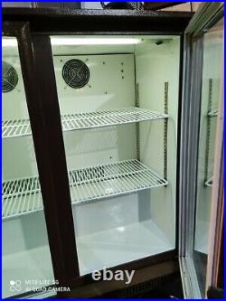 Brown under counter commercial double door glass fridge bottle cooler