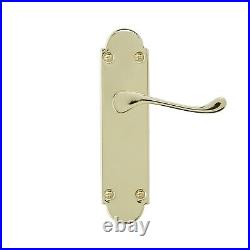 Colours Beja Polished Brass effect Steel Scroll Latch Door handle (L)96mm, Pack3
