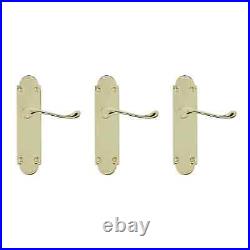 Colours Beja Polished Brass effect Steel Scroll Latch Door handle (L)96mm, Pack3