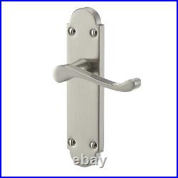 Colours Beja Satin Nickel effect Steel Scroll Latch Door handle (L)96mm, Pack 3
