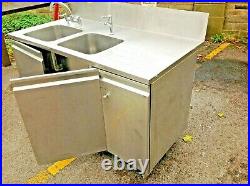 Commercial All Stainless Steel Catering Double Sink With Doors-used
