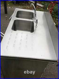 Commercial All Stainless Steel Catering Double Sink With Doors-used