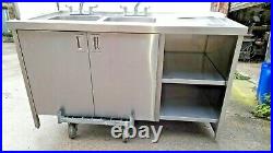 Commercial All Stainless Steel Catering Double Sink Without Doors-used