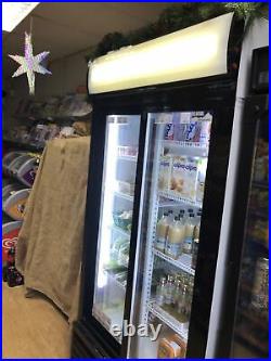 Commercial Display fridge Cooler double Sliding Doors LED lights collect SO206NY