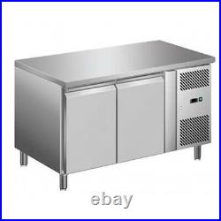 Commercial Double 2 Door Refrigerated Steel Counter Freezer With Steel Work Top