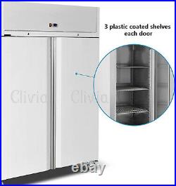 Commercial Double 2 Door Refrigerator 1150L Stainless Steel -18-22 Freezer