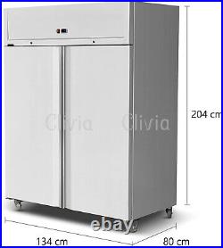 Commercial Double 2 Door Refrigerator 1150L Stainless Steel -18-22 Freezer