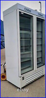 Commercial Large Double Door Glass Display Drinks/food Chiller LED lights