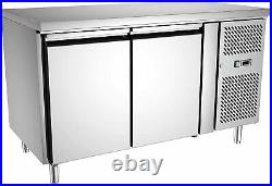 Commercial Stainless Steel Double 2 Door Counter Refrigerator Food Prep Fridge