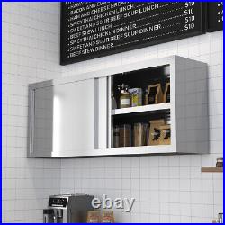 Commercial Stainless Steel Kitchen Wall Cabinet Sliding Door 2 Tier Cabinet Unit