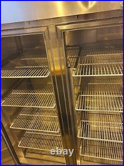 Commercial Stainless Steel Upright Double Door Fridge With Shelves VGC