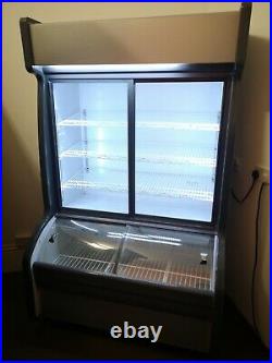 Commercial Upright double sliding door display fridge freezer