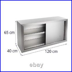 Commercial Wall Hanging Stainless Steel Double Door Two Shelves Cabinet Cupboard