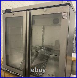 Commercial double glass door bar fridge