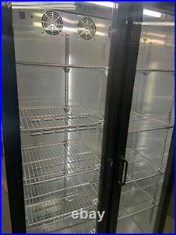 Commercial double glass door display wine drinks fridge chiller refrigerator
