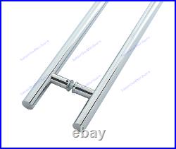Composite UPVc Wood Glass Entrance Handles Pair Inline T Bar Stainless 3 sizes