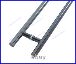 Composite UPVc Wood Glass Entrance Handles Pair Inline T Bar Stainless 3 sizes
