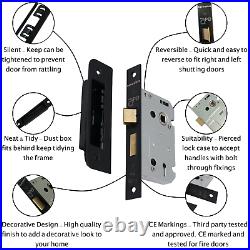 Door Handle Sash Lock Kit Mortice Internal Lever Pack Keyhole Cover MATT BLACK