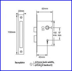 Door Handle Sash Lock Kit Mortice Internal Lever Pack Keyhole Cover MATT BLACK