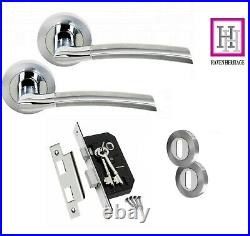 Door Handles Indiana Lever on Rose Style Chrome Finish Duo Door Pack Accessory