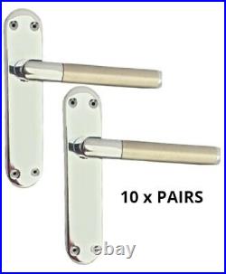 Door Handles Lever Latch Satin Nickel & Chrome Dual Finish Mitred 1-10 Pairs D15
