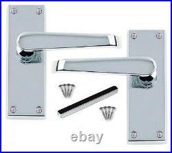 Door Handles Victorian Straight Polished Chrome 1 15 pairs Silver