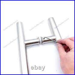 Front Shop Door Handles Straight Entrance Large T Bar 1200mm Satin Stainless