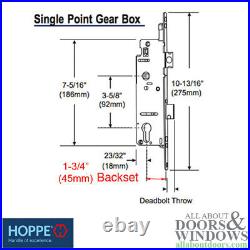 Hoppe Mortise Single Point Lock 16mm Faceplate 14mm Deadbolt Throw 45/92 Gear