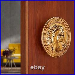 Horse Main Door Handle (Pull Handles Diameter 5 inch, Pack of 1, Gold Finish)