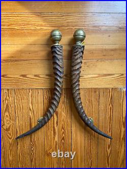 Ibex Antelope Horn Door Handle Pull Hunting Lodge Cabin African L Safari Décor