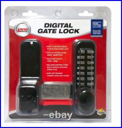 Lane Black Digital Gate Lock Suits Gates And Doors 33Mm To 60Mm Thick