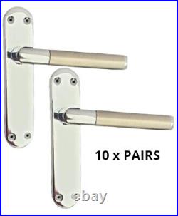 Lever Latch Door Handles Satin Nickel & Chrome Dual Finish 1-10 Pairs Mitred D11
