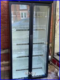 Lucozade 900 Ltr Commercial Glass Double Door Display Fridge / Drink Fridge