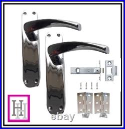 Modern Arched Latch Interior Door Handle Polished Chrome Full Door Pack