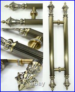 Pair Guardsman Back to Back Pull Glass Wood Door Handles T Bar Stainless Steel