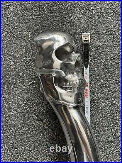 Pair of Philip Watts Skull Pull Handles Cast Aluminium, Polished