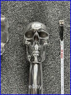 Pair of Philip Watts Skull Pull Handles Cast Aluminium, Polished