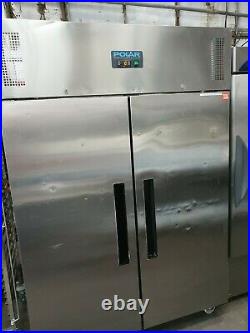 Polar Commercial Stainless Steel Upright Double Door Fridge With Shelves VGC
