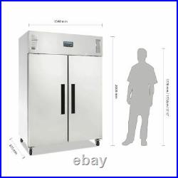 Polar Double Door Fridge Stainless Steel 1200 Litre Commercial Refrigerator